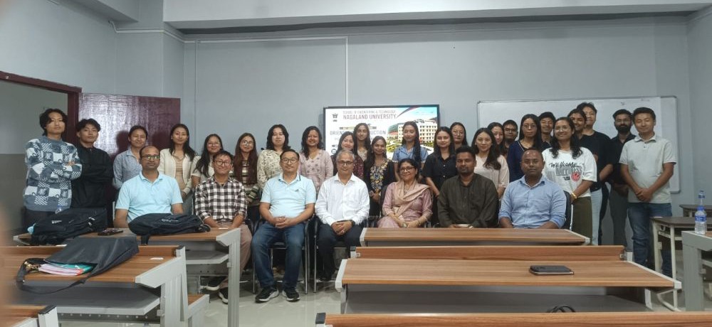 NU officials along with the newly admitted students during an orientation programme in Meriema on August 19.